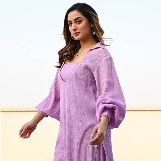 Lavender Crushed Cotton Coord Set