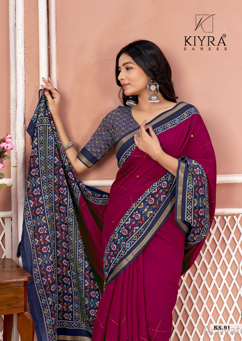 Classic Magenta Jacquard Border Saree