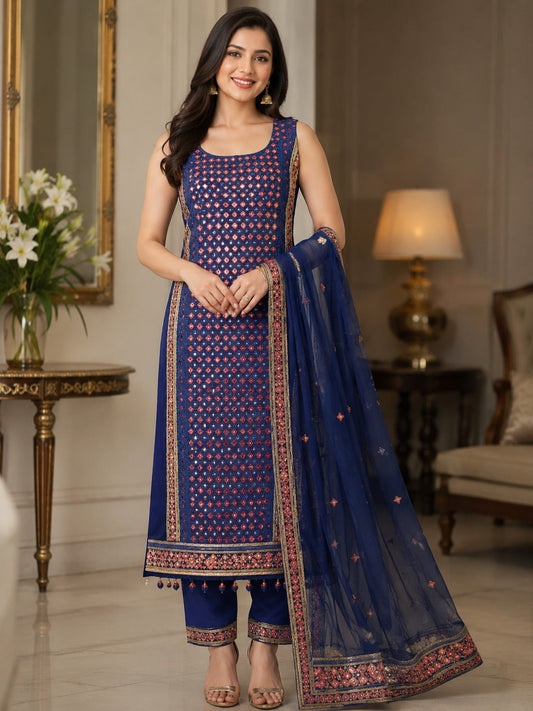 Mustard Yellow Embroidered 3-Piece Suit